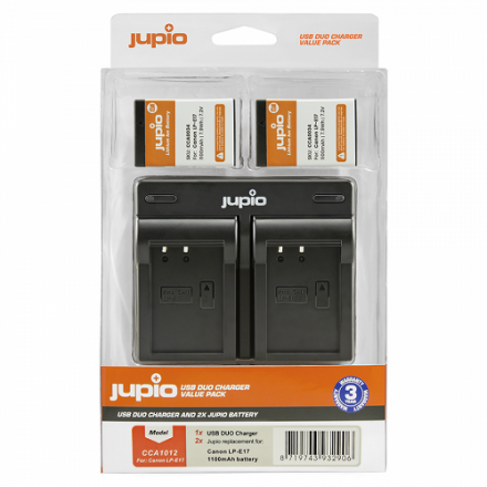 Jupio 2x Battery LP-E17 + USB Dual Charger